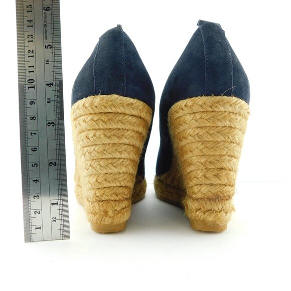 New Viscata Barcelona Deep Blue Suede Leather Espadrille Wedge Pumps 39 - Picture 5 of 7